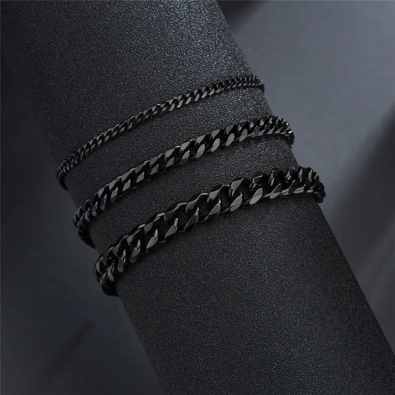 Stainless Steel Cuban Chain Bracelet Men Women Jewelry