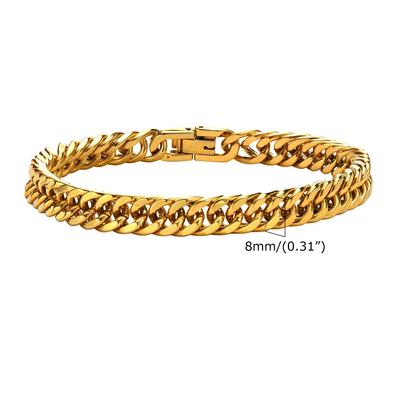 Stainless steel double curb chain bracelet for men