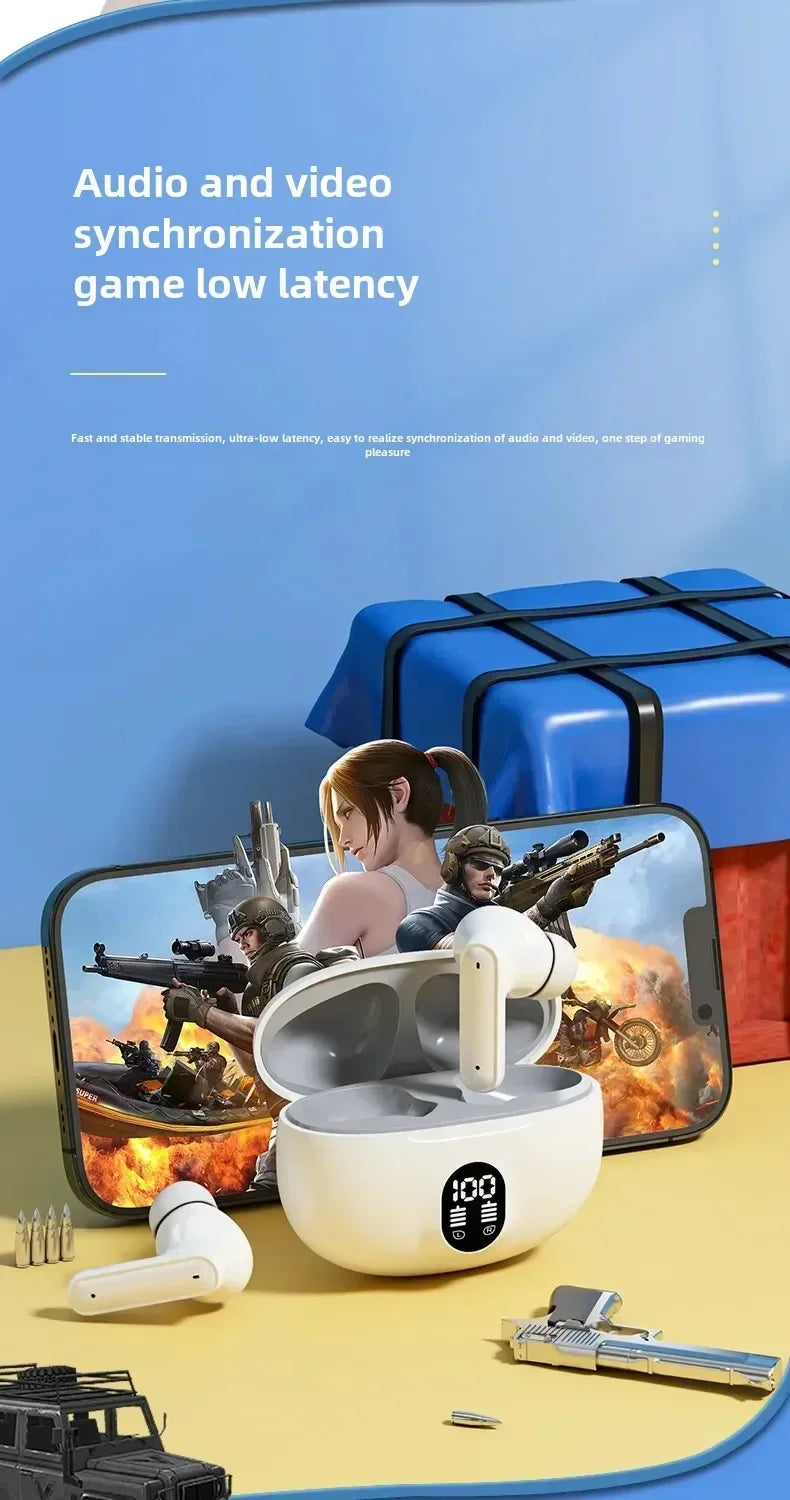 Gaming TWS Bluetooth earbuds, noise reduction, high-fidelity bass
