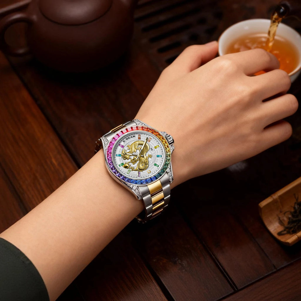 X-GEAR Real Dragon Dial Men's Luxury Quartz Watch