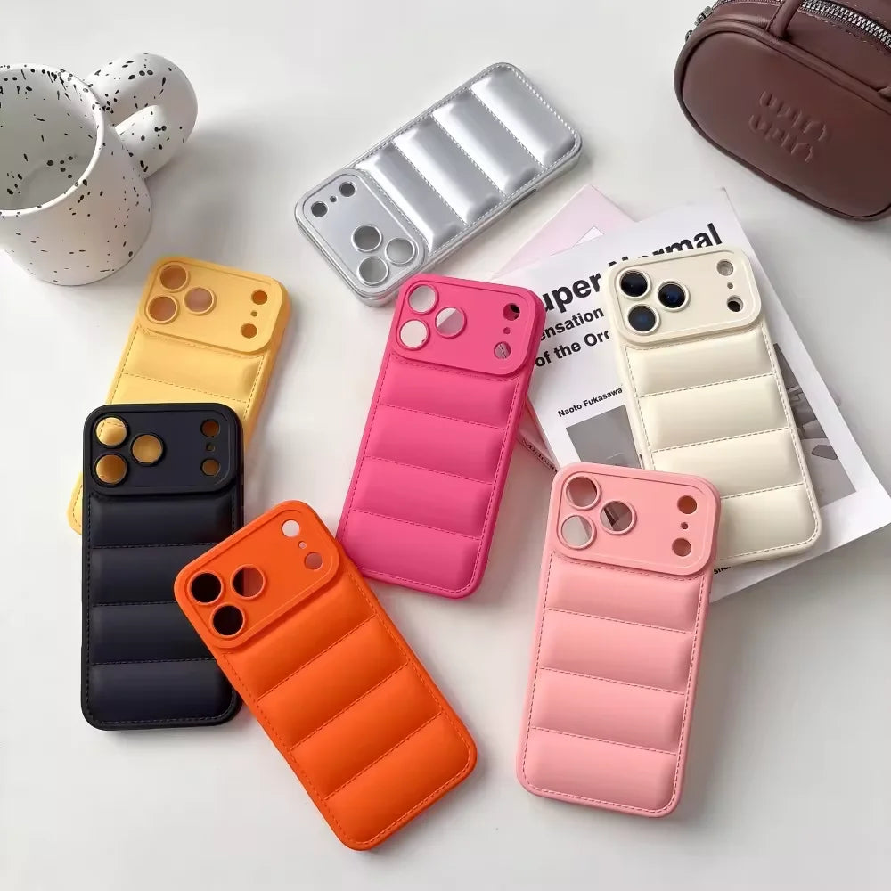 Luxury puffer iPhone case winter soft silicone protection