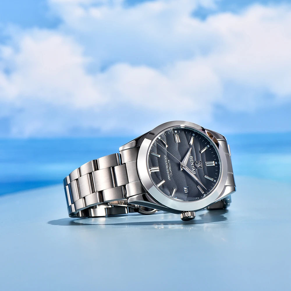 Benyar Mechanical Watch 40mm Stainless Steel Waterproof Men