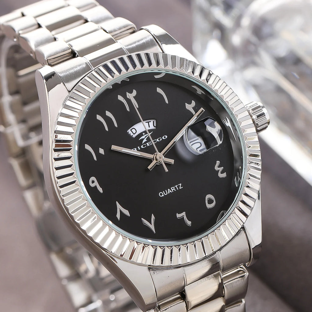 men watch stainless steel business sports calendar wristwatch