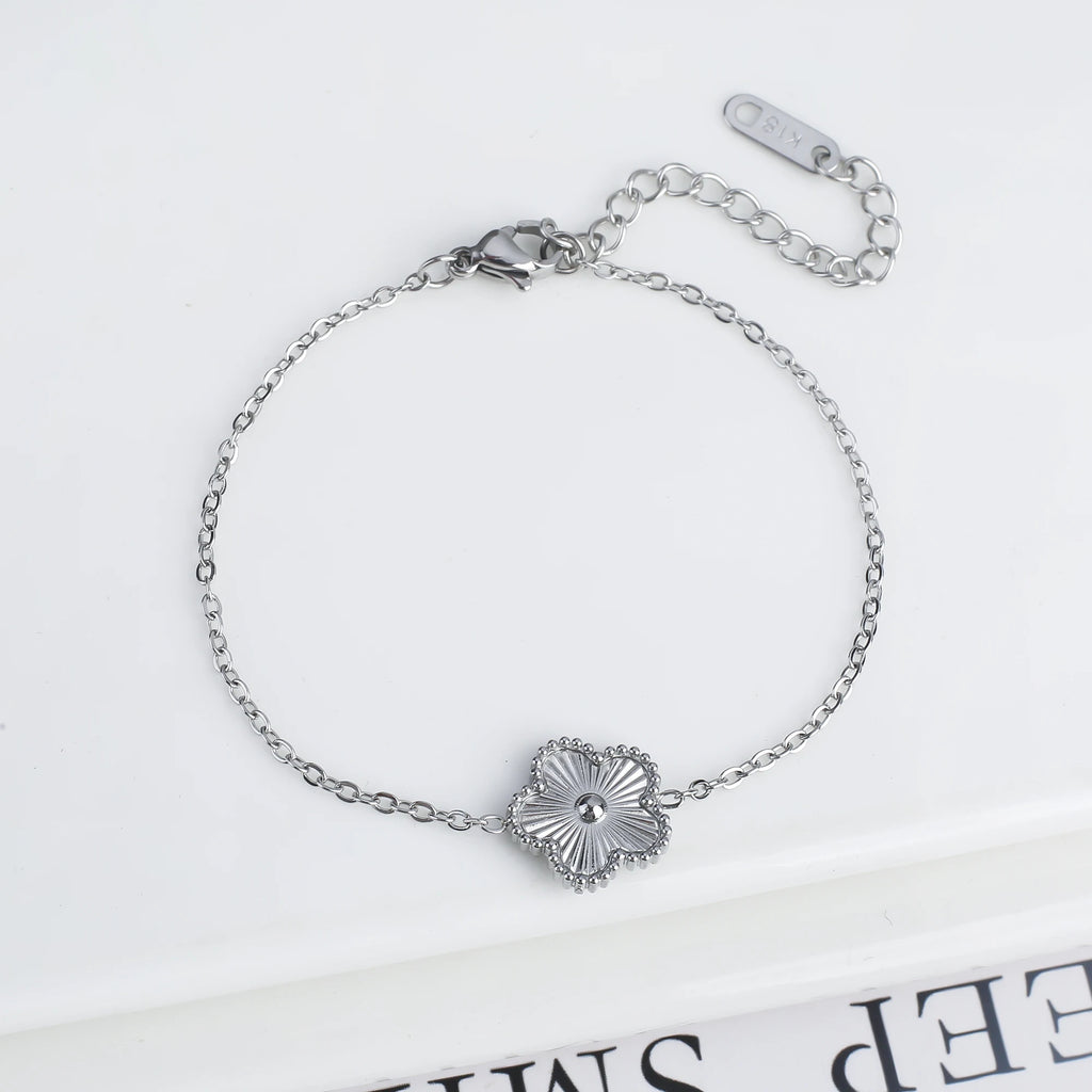Luxury stainless steel clover bracelet women adjustable fashion
