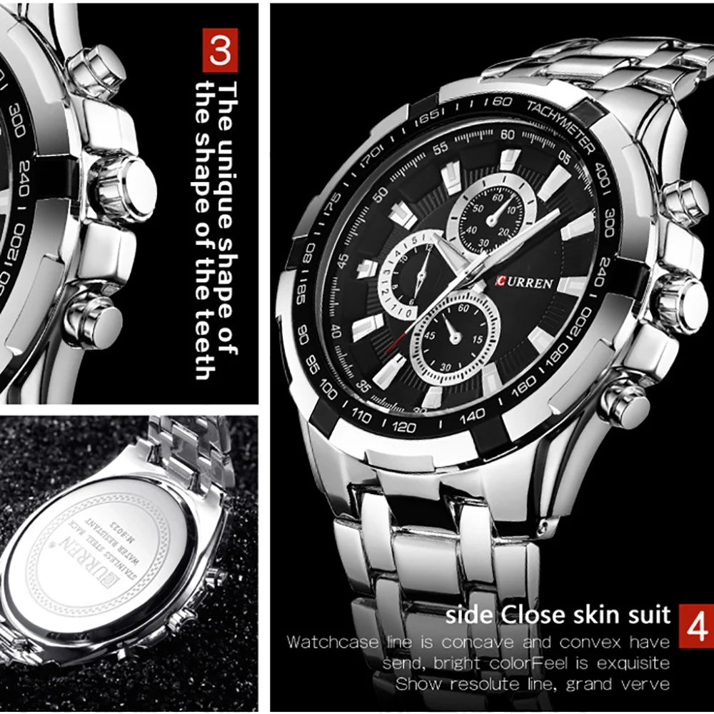 CURREN Men Quartz Watch Waterproof Large Dial