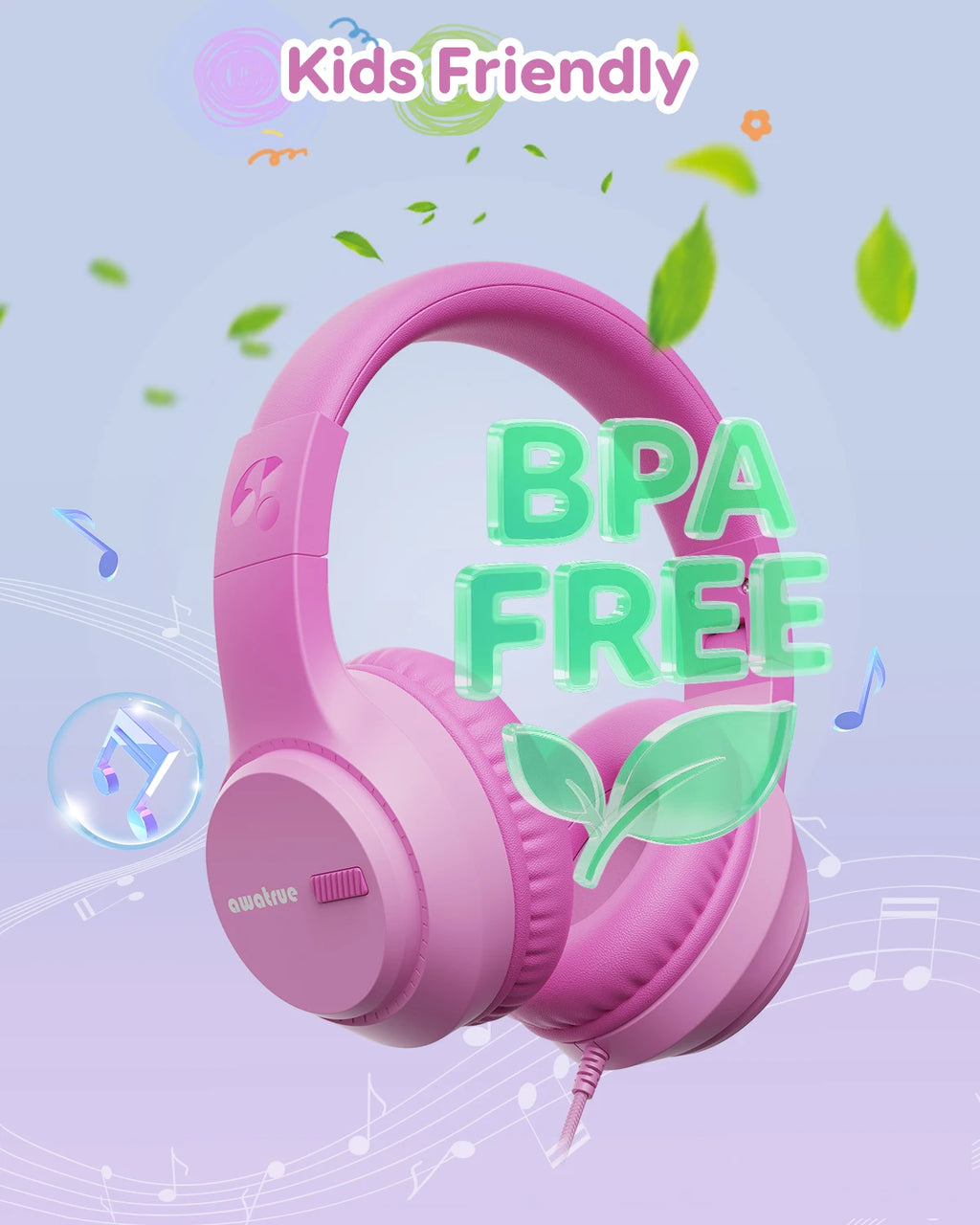 kids wired headphones stereo over ear school 3.5mm