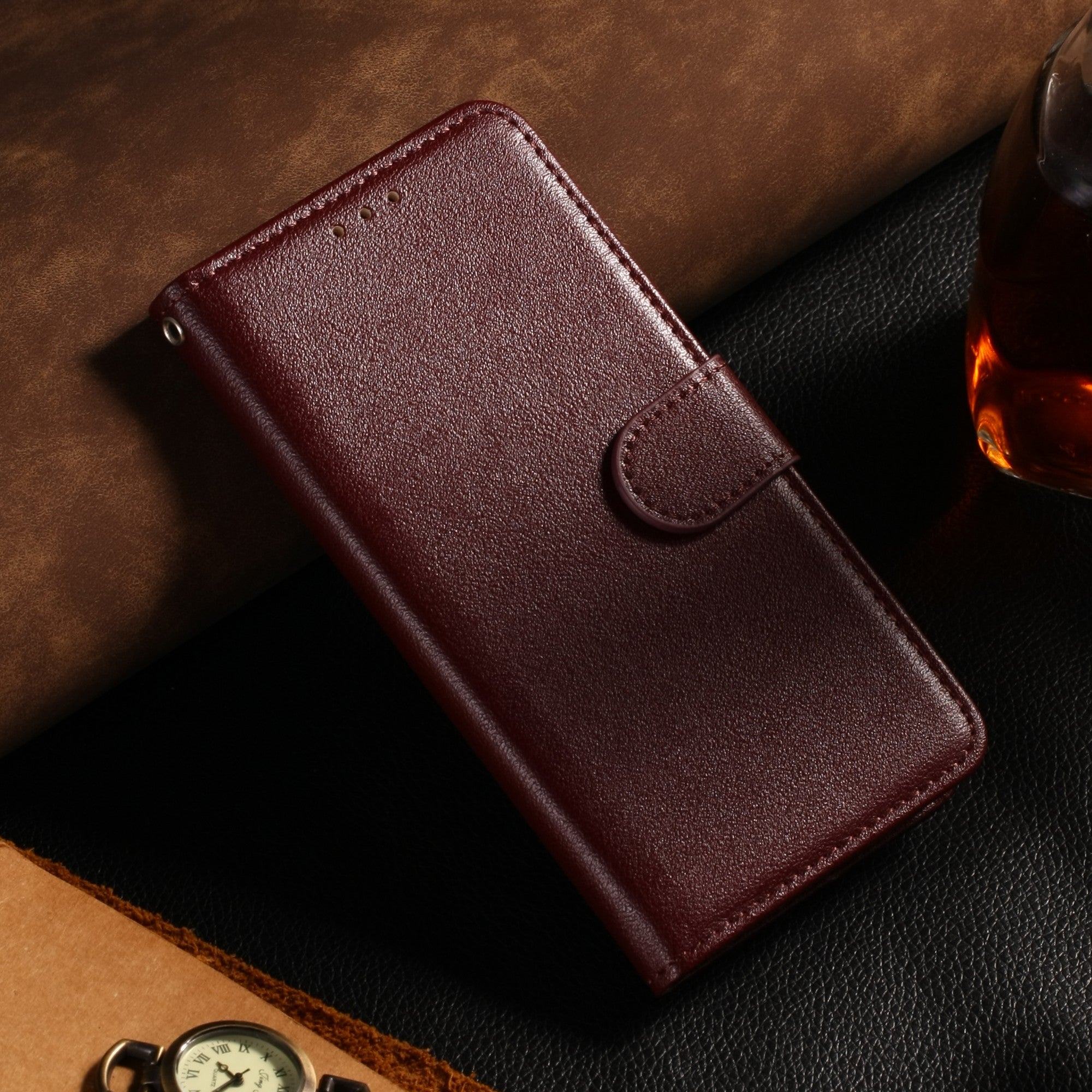 Leather flip wallet case for Samsung phone models