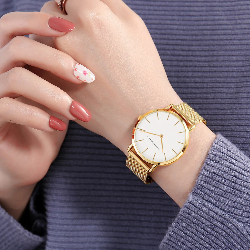 women watch rose gold waterproof quartz stainless steel elegant stylish
