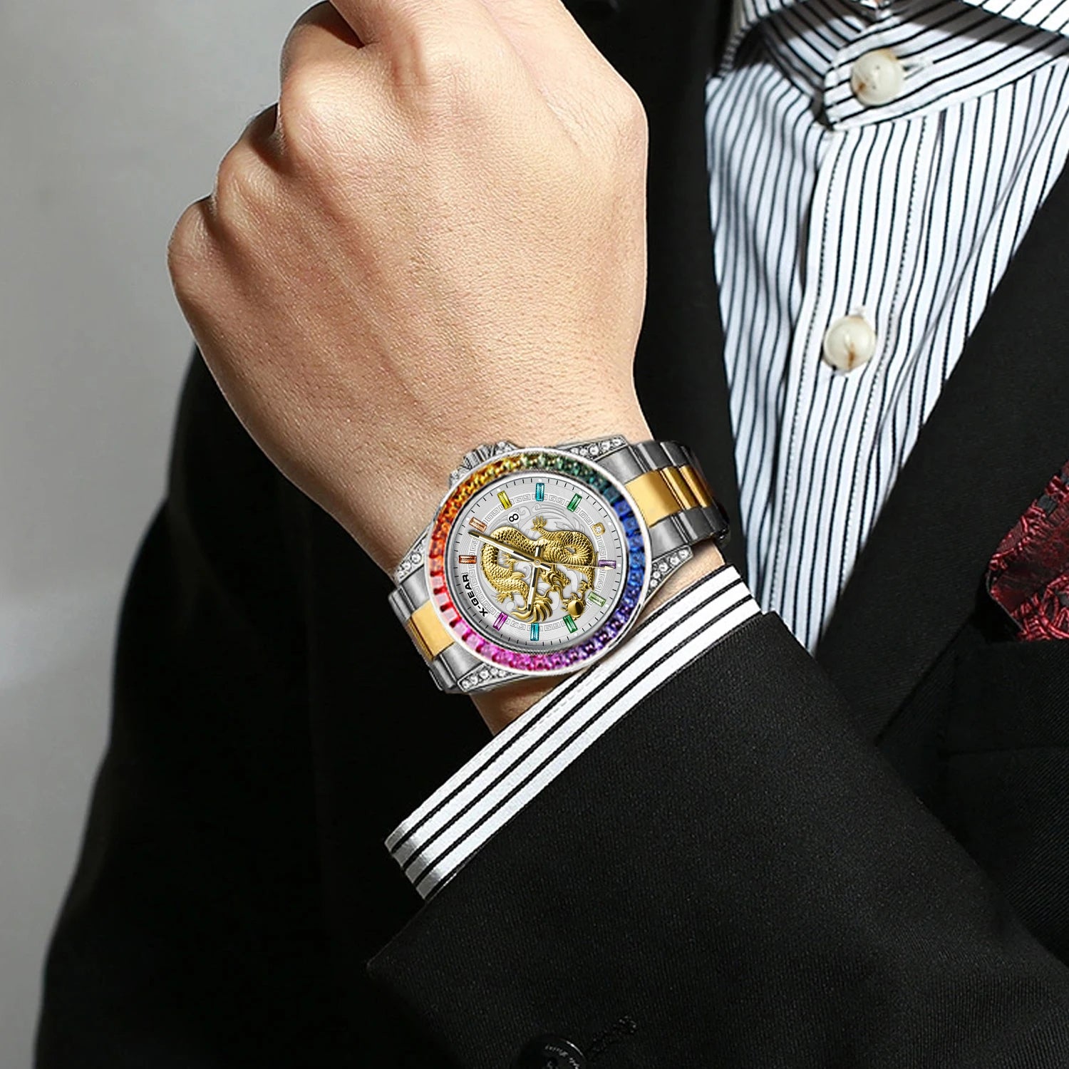 X-GEAR Real Dragon Dial Men's Luxury Quartz Watch