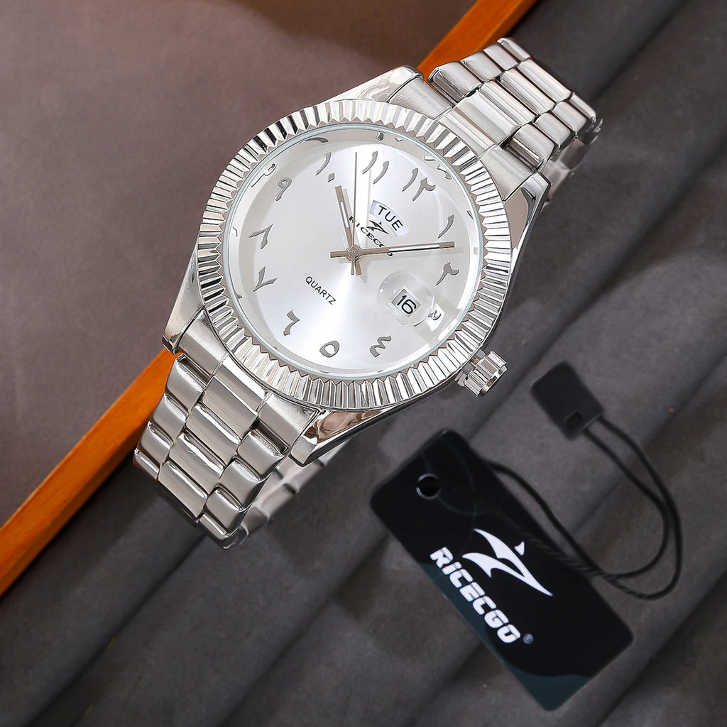 men watch stainless steel business sports calendar wristwatch