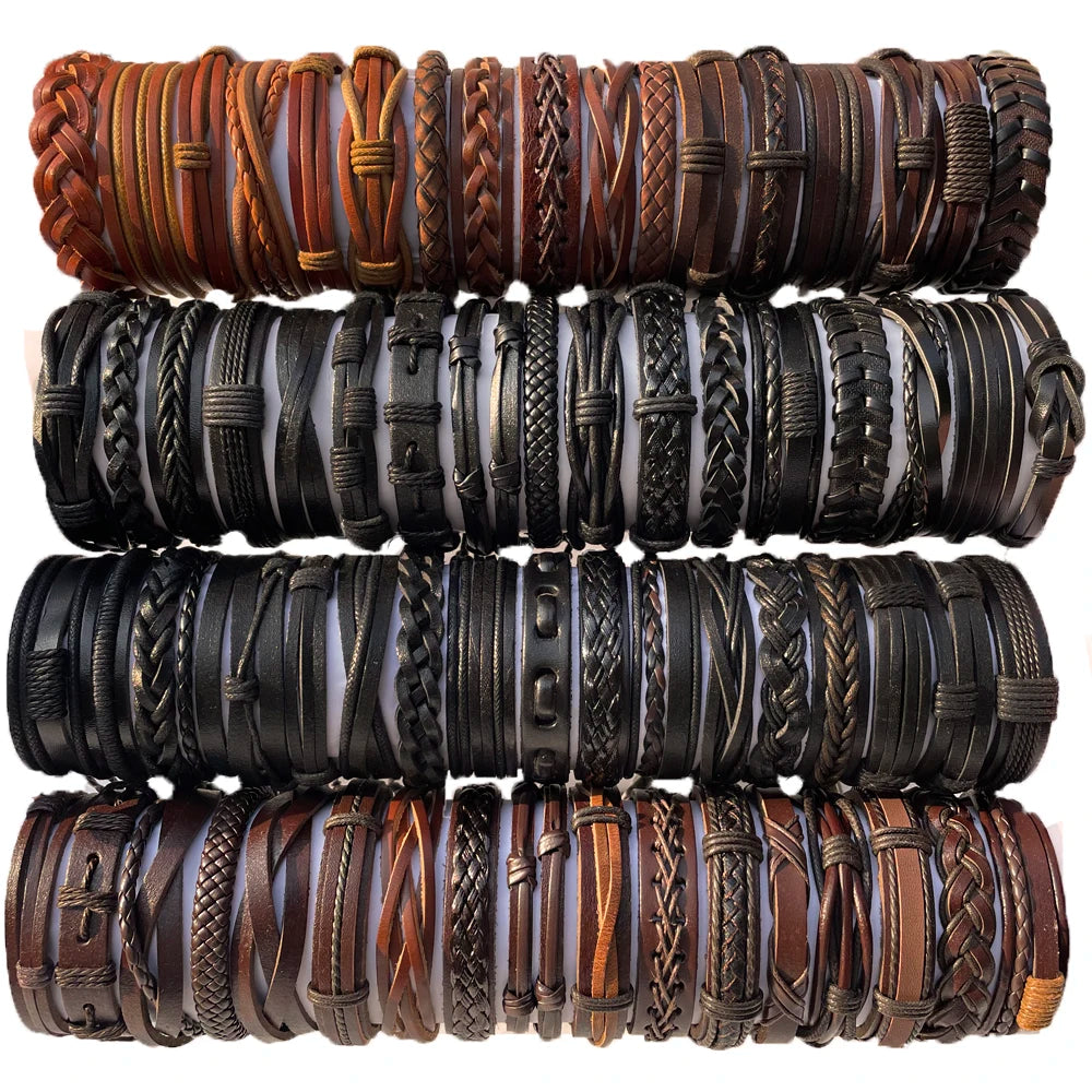 Stylish handmade woven leather bracelets for men women