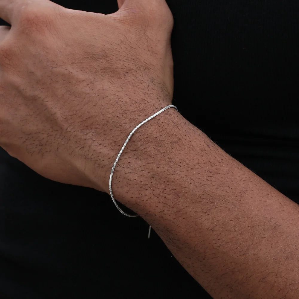 Trendy stainless steel square snake chain bracelet men women