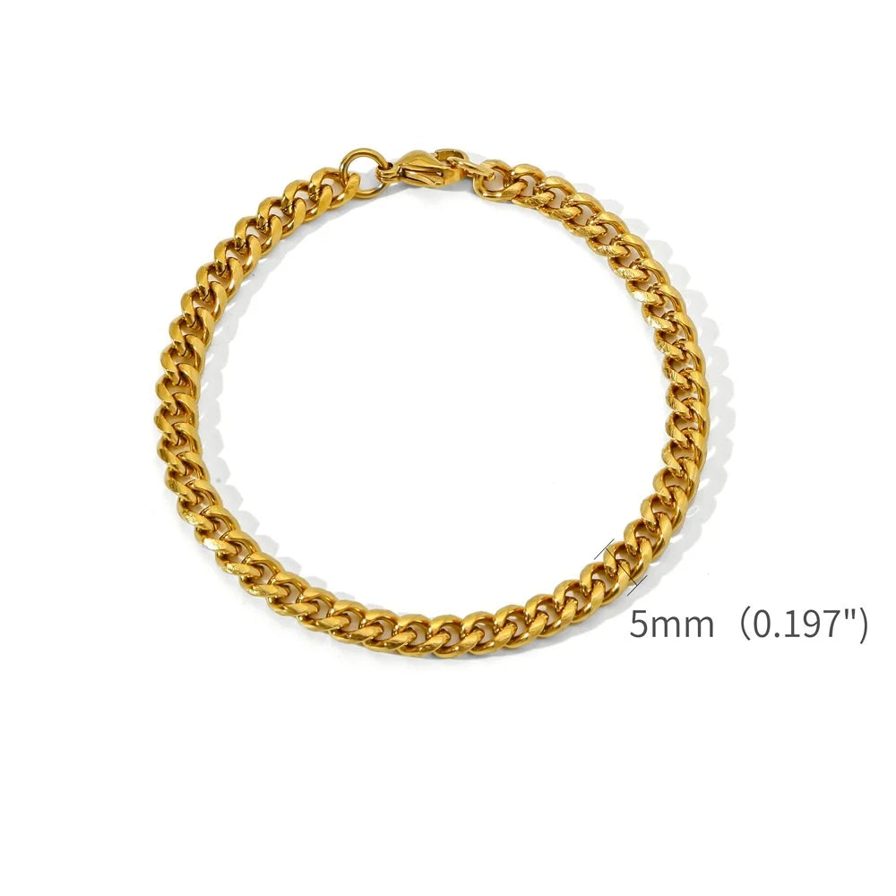 Gold Cuban Chain Bracelet Men Women Hip-Hop Jewelry