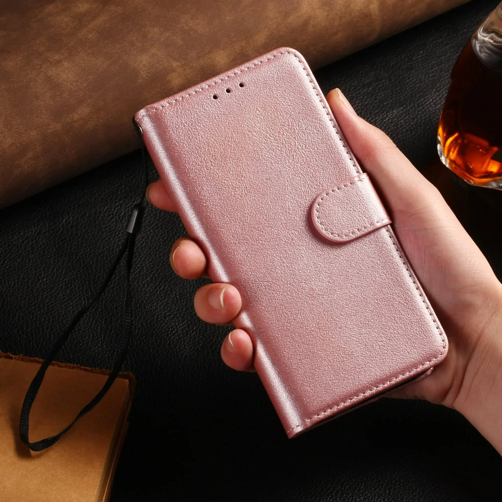 Leather flip wallet case for Samsung phone models