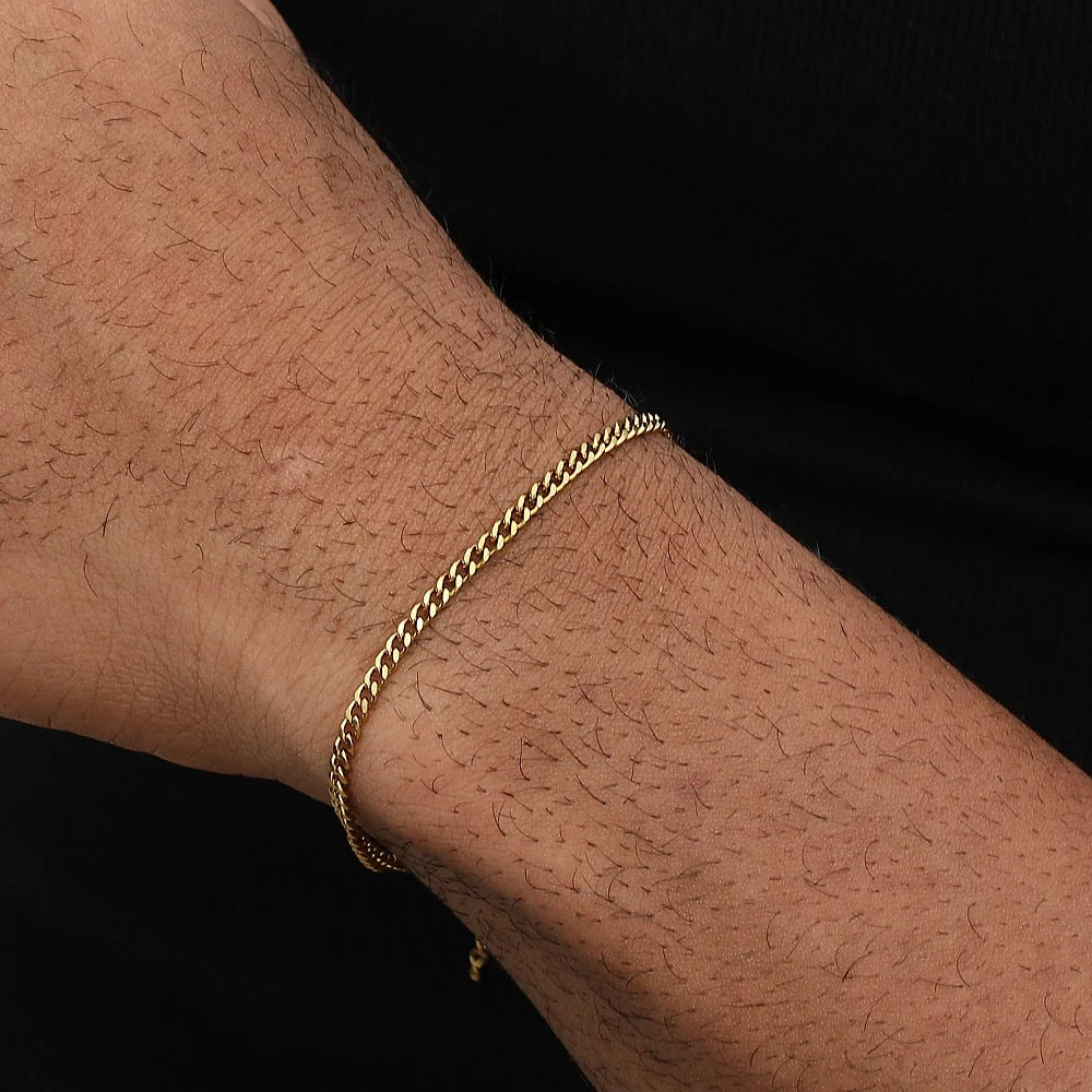 Gold Cuban Chain Bracelet Men Women Hip-Hop Jewelry
