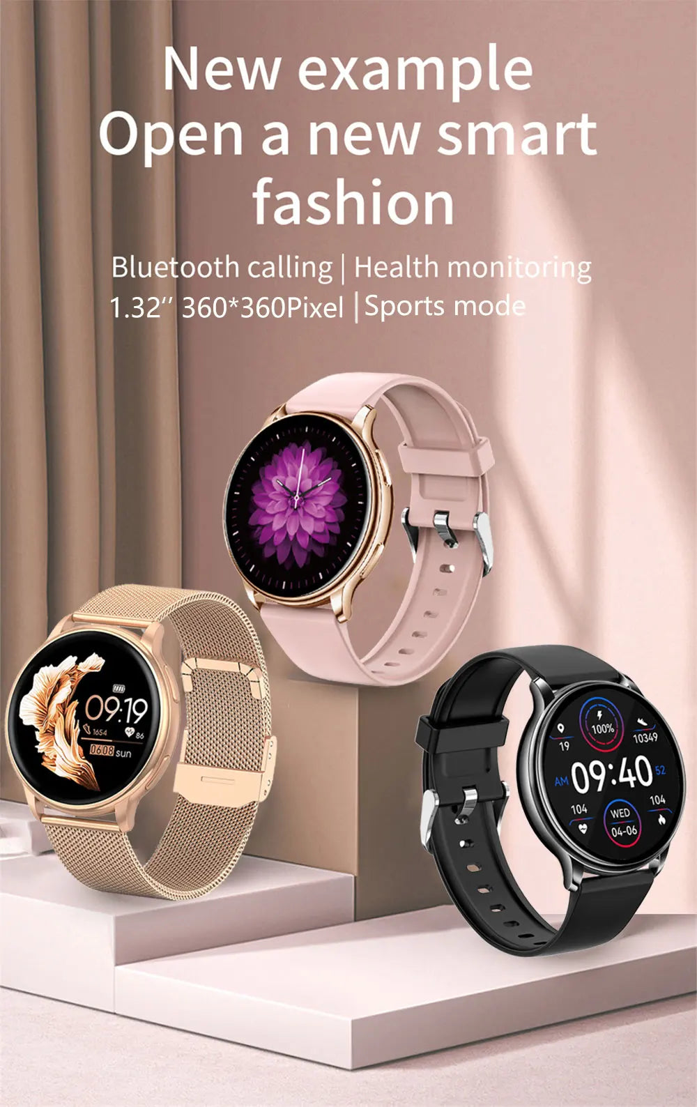 women smartwatch bluetooth fitness health sport android ios