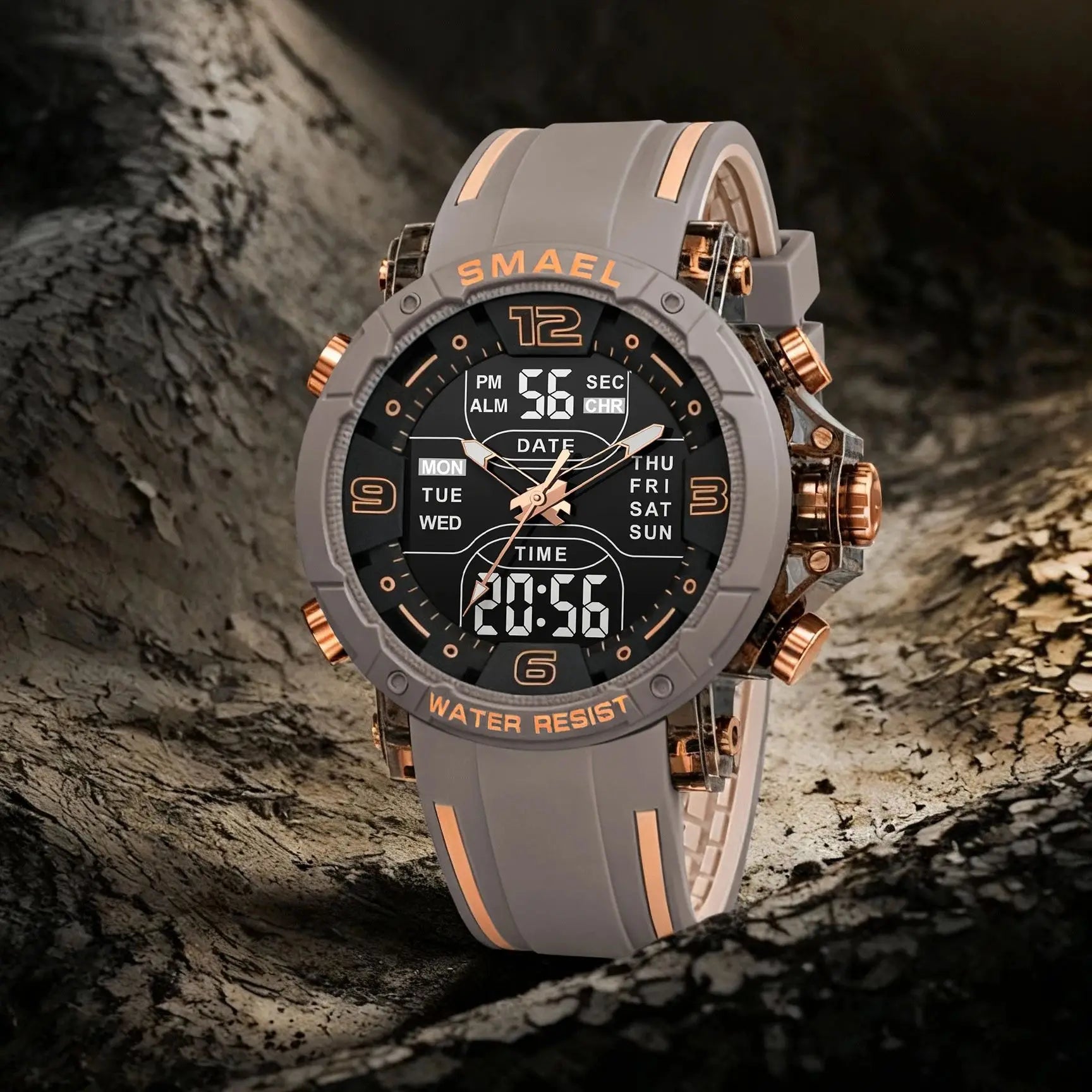 SMAEL Waterproof Quartz Sport Alarm Watch Nightlight