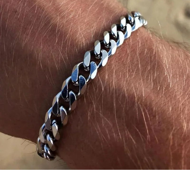 Vnox Stainless Steel Cuban Chain Bracelet Men Jewelry