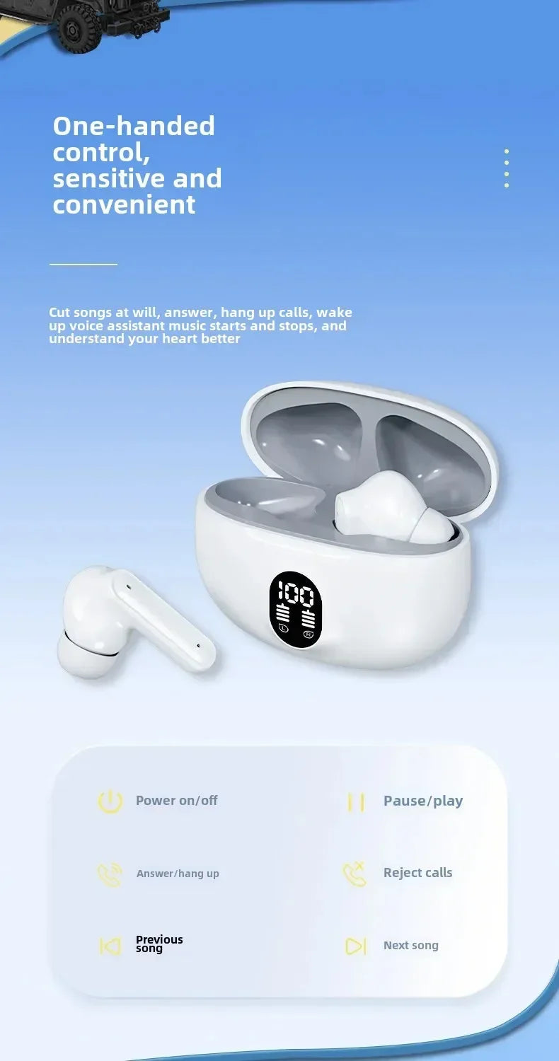 Gaming TWS Bluetooth earbuds, noise reduction, high-fidelity bass