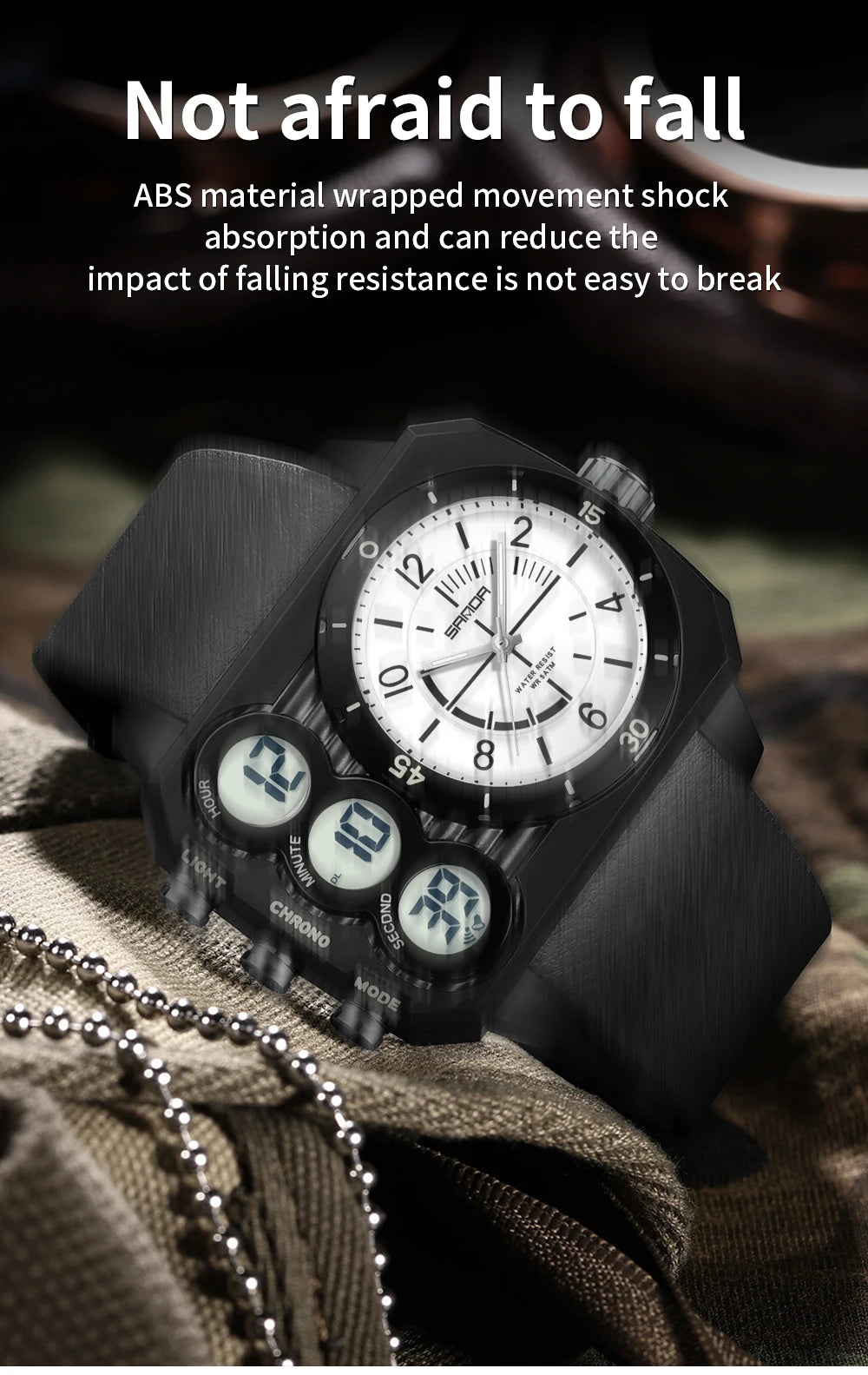 Reloj deportivo LED resistente al agua para hombre SANDA