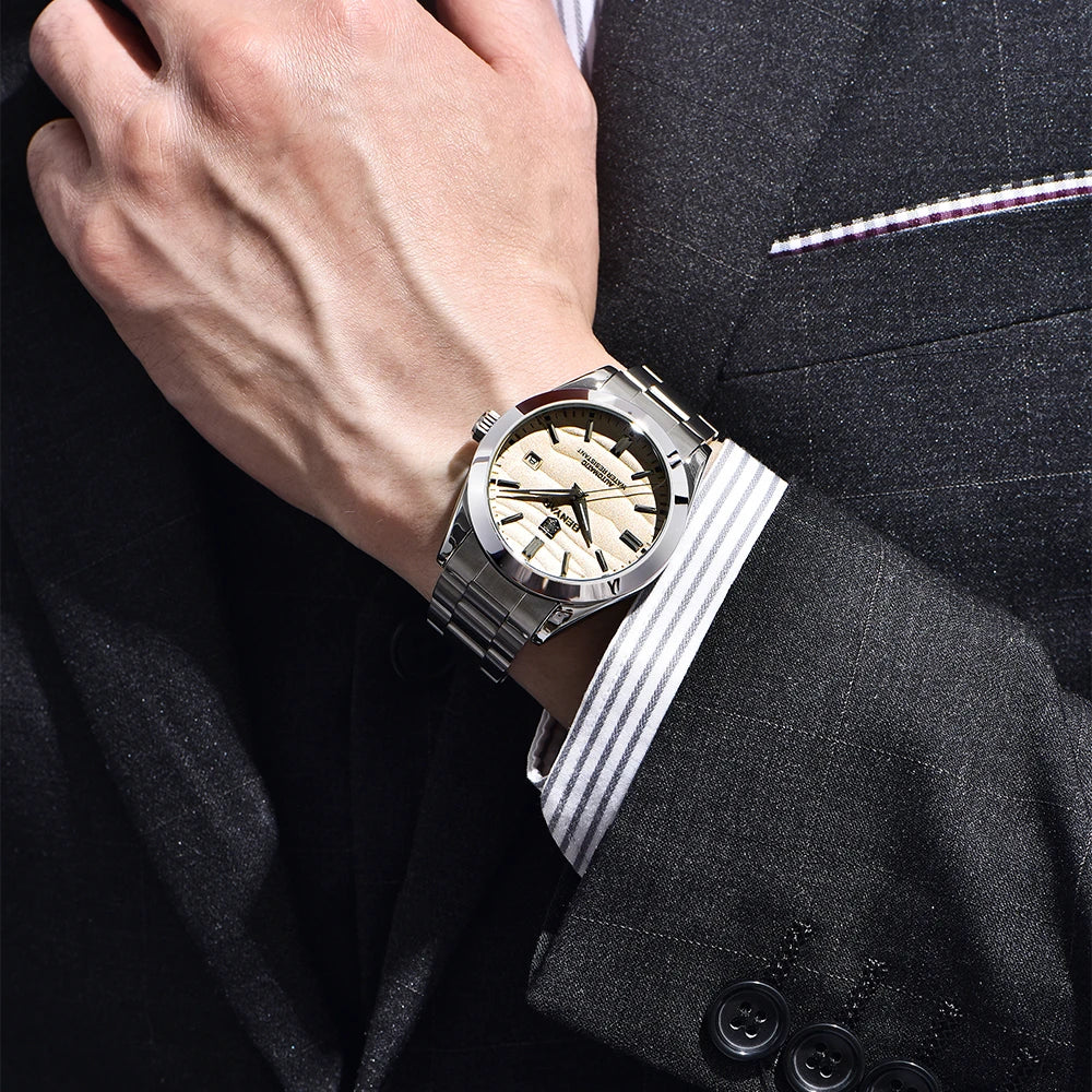 Benyar Mechanical Watch 40mm Stainless Steel Waterproof Men