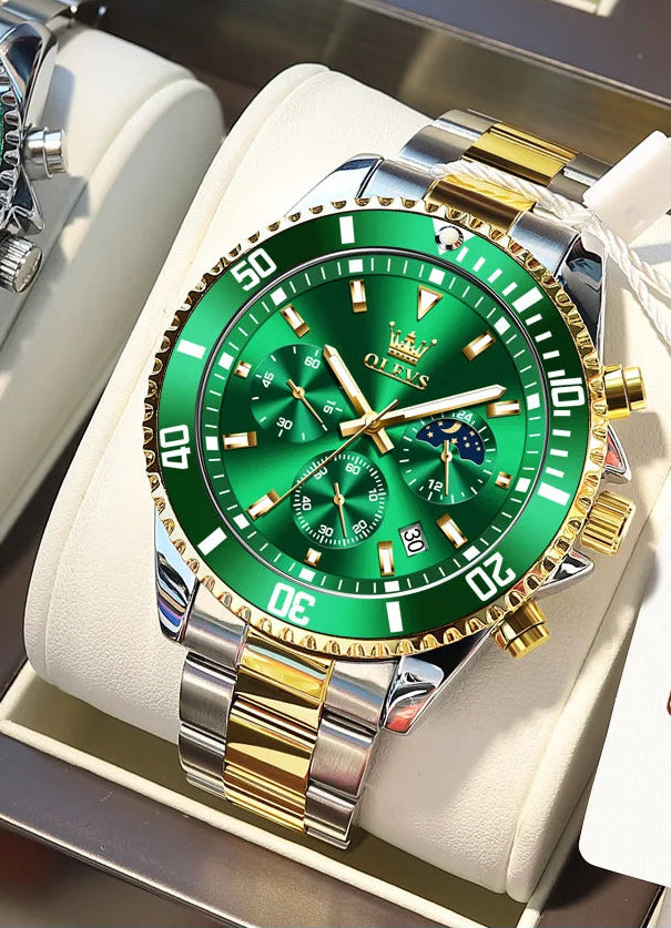 OLEVS Men Watches Luxury Waterproof Stainless Steel Chronograph
