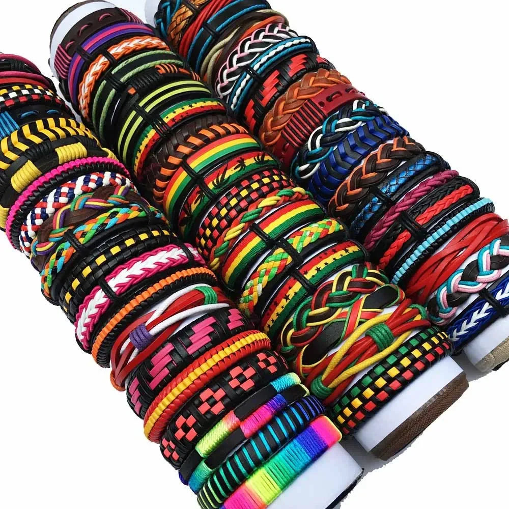 Stylish handmade woven leather bracelets for men women