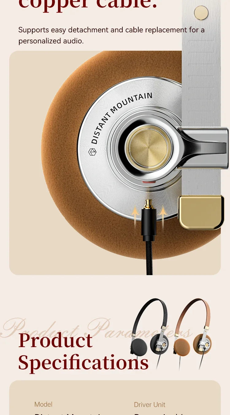 Vintage HiFi Metal Headphones Retro Wired Over Ear MMCX