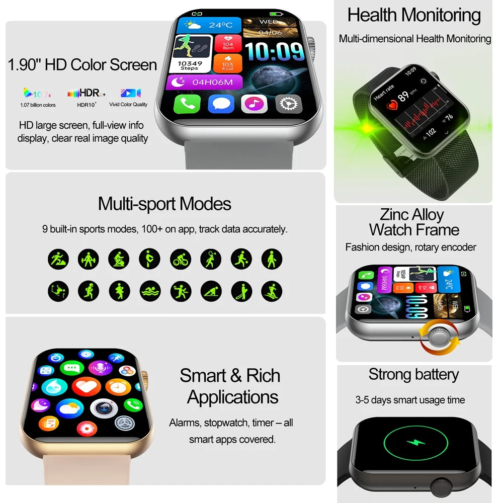 Men's smartwatch with Bluetooth calls sports modes health tracking
