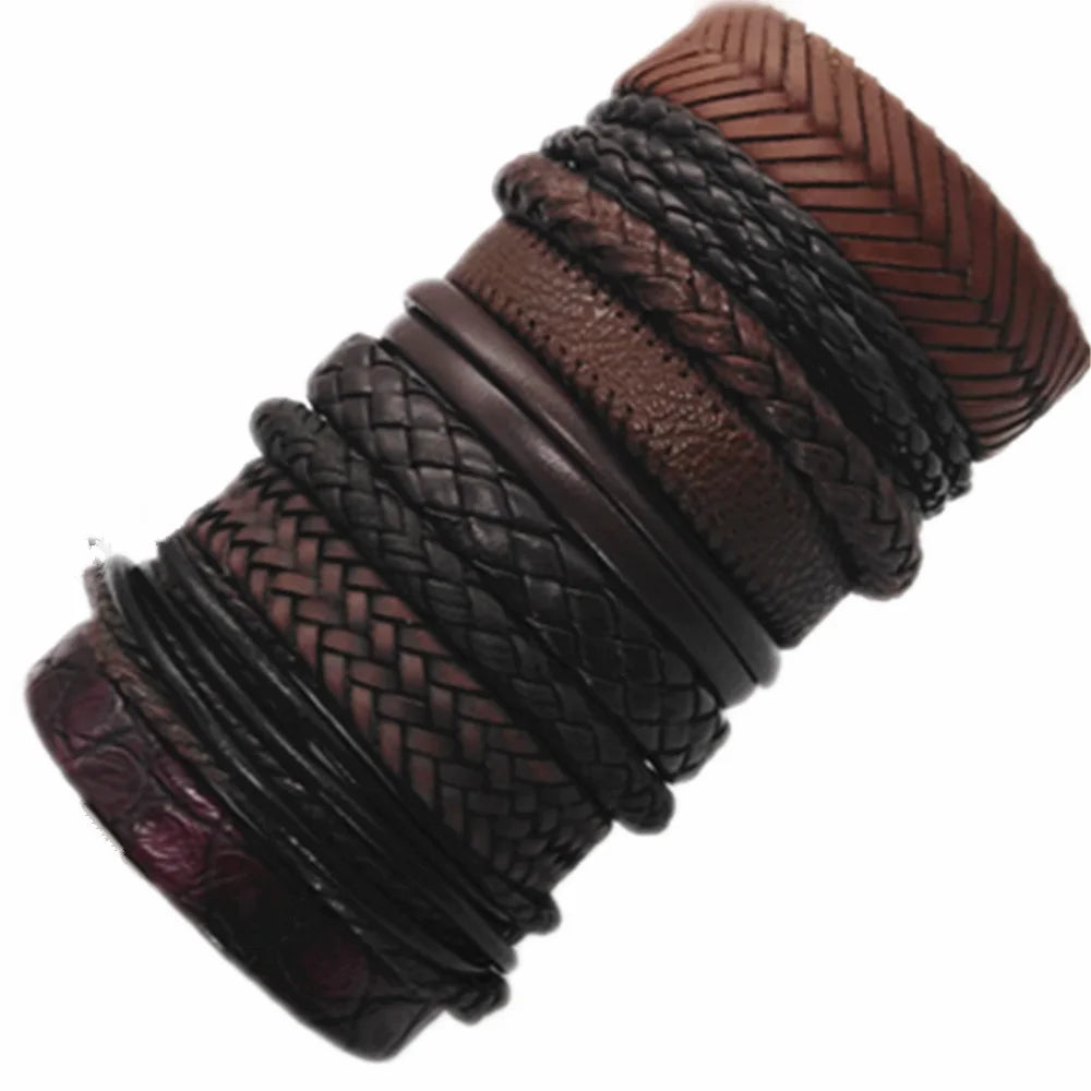 Stylish black woven bracelets handmade leather fashion gift