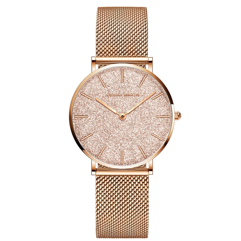 women watch rose gold waterproof quartz stainless steel elegant stylish