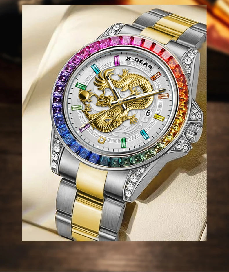 X-GEAR Real Dragon Dial Men's Luxury Quartz Watch