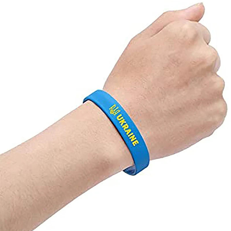 ukraine flag silicone wristband sport elastic unisex jewelry