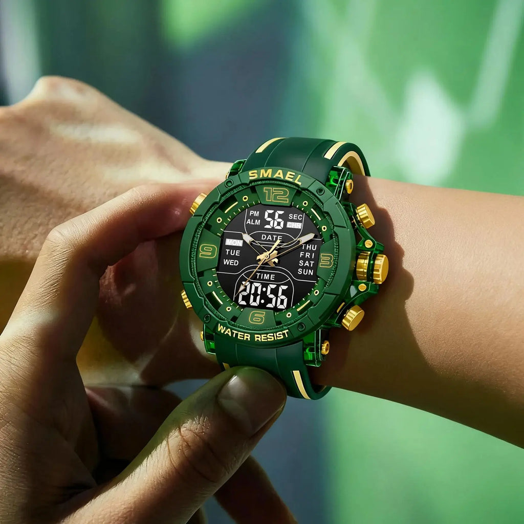 SMAEL Waterproof Quartz Sport Alarm Watch Nightlight