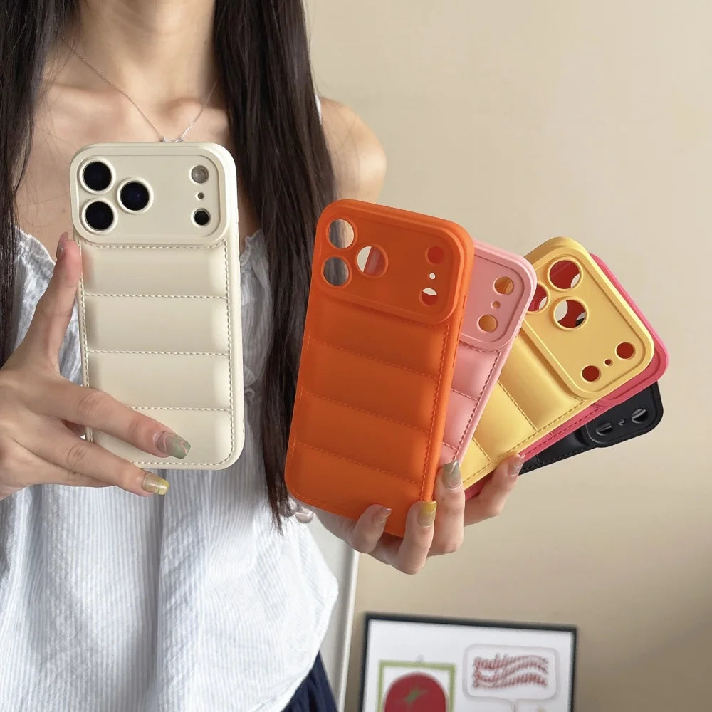 Luxury puffer iPhone case winter soft silicone protection