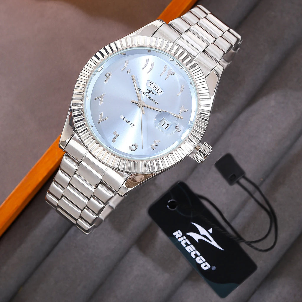 men watch stainless steel business sports calendar wristwatch