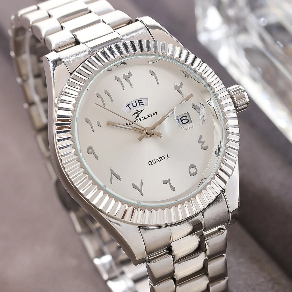 men watch stainless steel business sports calendar wristwatch