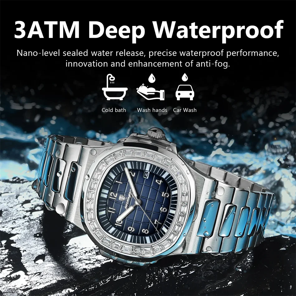 men watch stainless steel quartz waterproof luminous luxury casual trendy