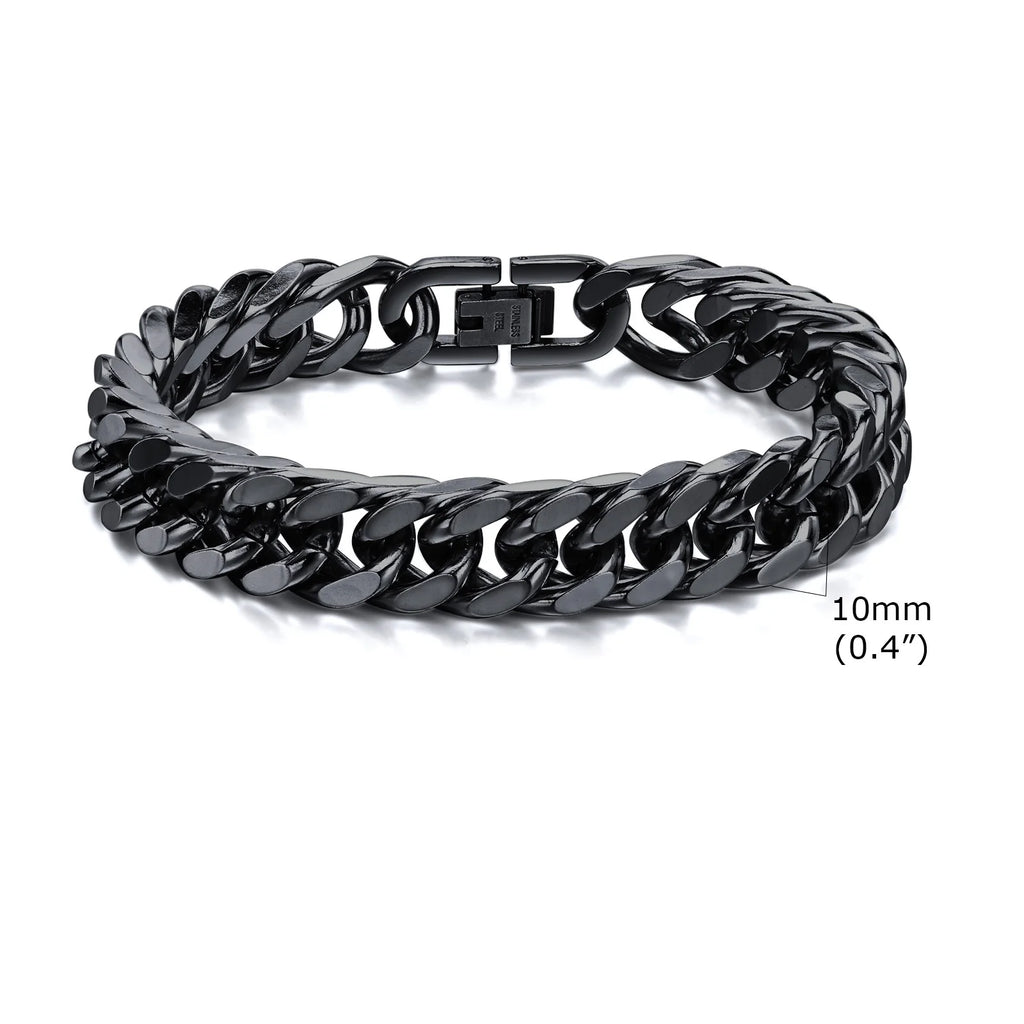 Stainless steel double curb chain bracelet for men