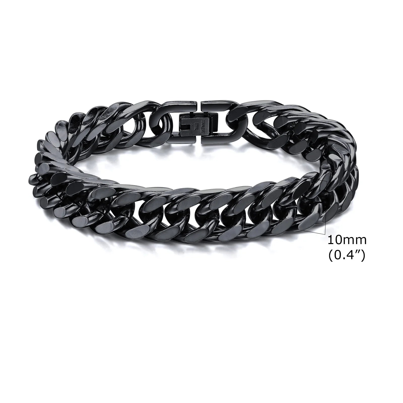 Stainless steel double curb chain bracelet for men