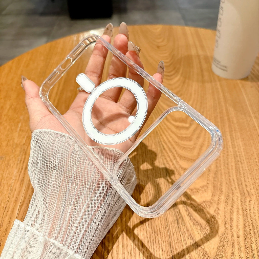 Clear hard acrylic MagSafe case for iPhone 17 series