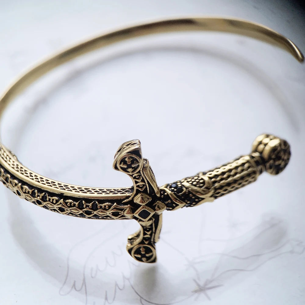 Golden Sword Bangle Bracelet Fashion Jewelry Vinatge Gift For Women Men
