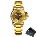 WINNER Women Skeleton Automatic Gold Watch