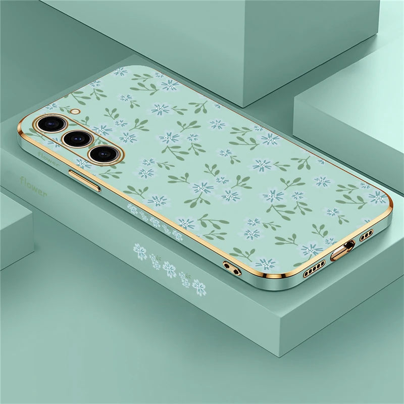 Floral silicone shockproof case for Samsung Galaxy phones