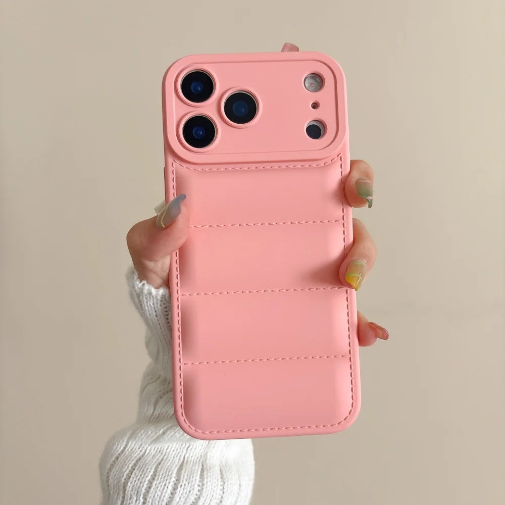 Luxury puffer iPhone case winter soft silicone protection