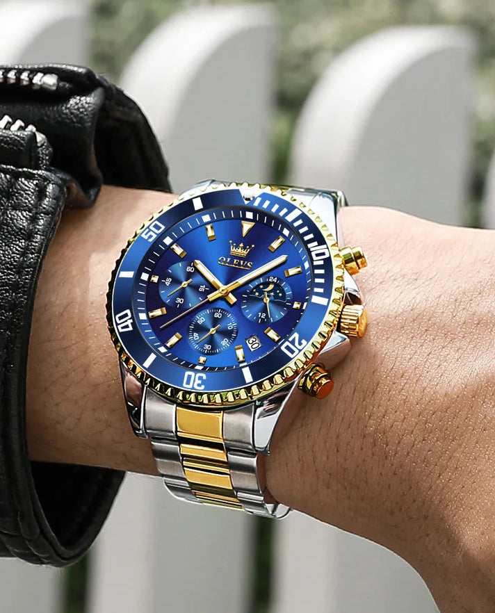OLEVS Men Watches Luxury Waterproof Stainless Steel Chronograph