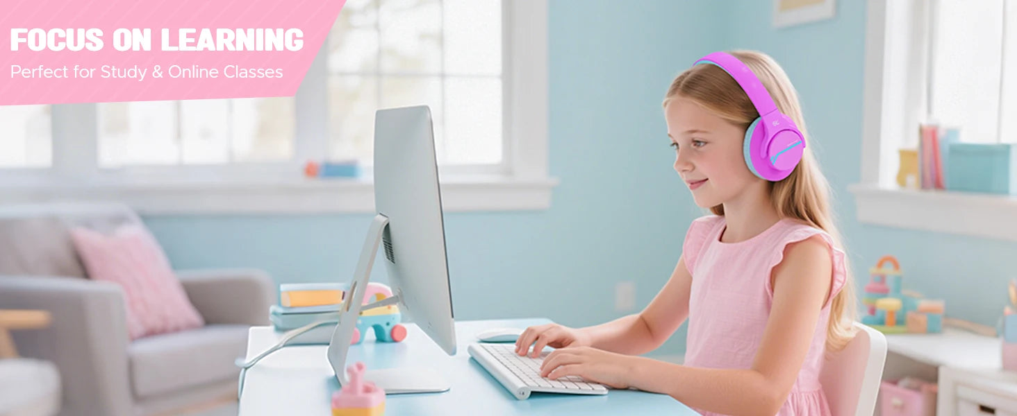 Kids Wireless Bluetooth ANC Headphones Noise Cancelling Travel