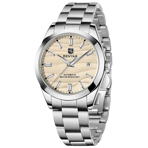 Benyar Mechanical Watch 40mm Stainless Steel Waterproof Men