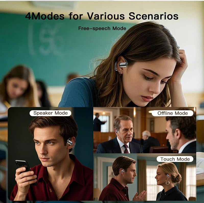 AI earbuds with real time translation 144 languages and LCD touch control