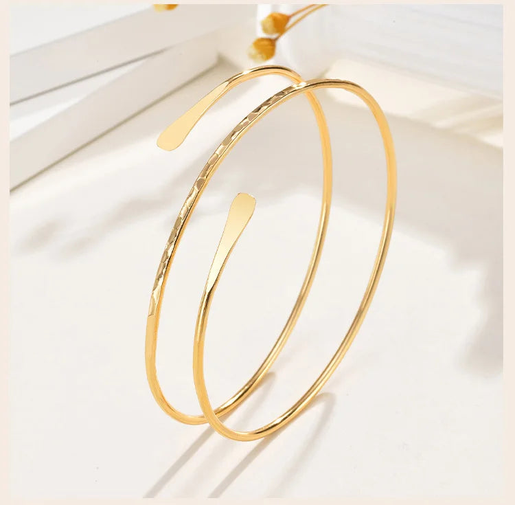 Minimalist gold upper arm cuff bracelet women